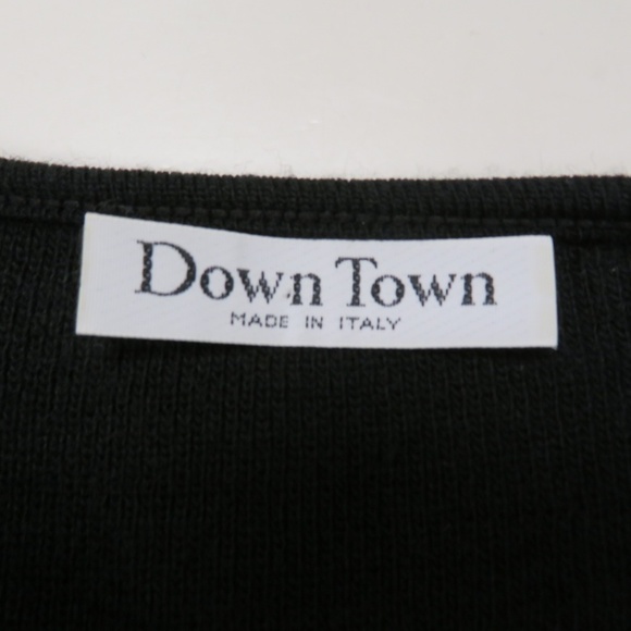 Down Town Black Wool Blend Knit Hi Lo Shirt Dress Small Made in Italy - Picture 5 of 6